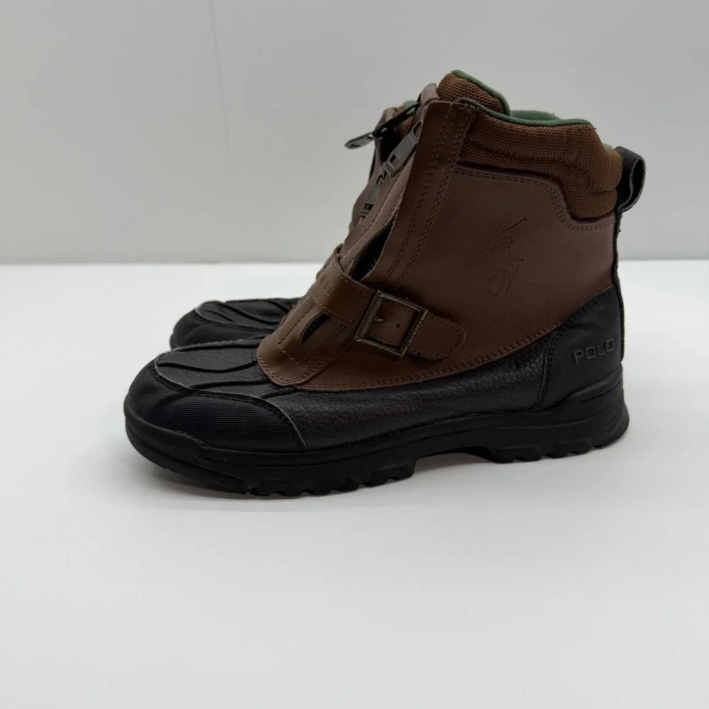 Vintage Polo Ralph Lauren Farleigh Hi‎ Zip Duck Boots Brown Mens 6